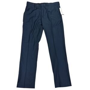 Perry Ellis Mens Slim Fit Non-Iron Stretch Dress Pants Eclipse Blue 34x32